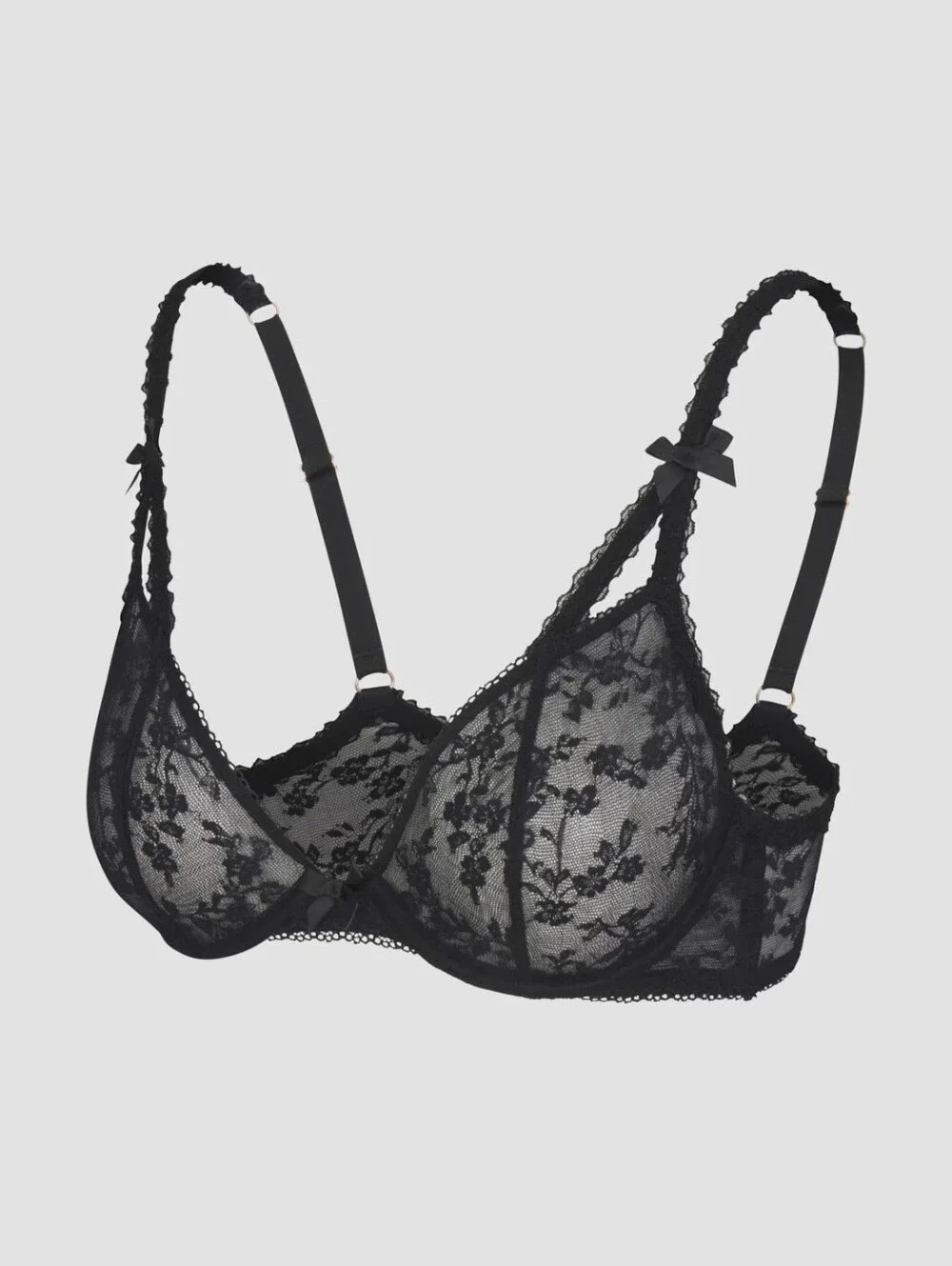 Savage‎ X Fenty Lace After Dark Unlined Plunge Bra Black Caviar